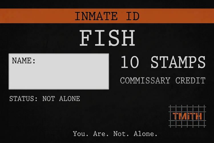 Fish Inmate ID card front, 10 stamps