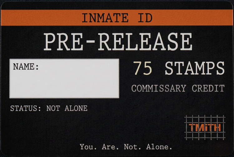 Pre-Release Inmate ID card front, 75 stamps