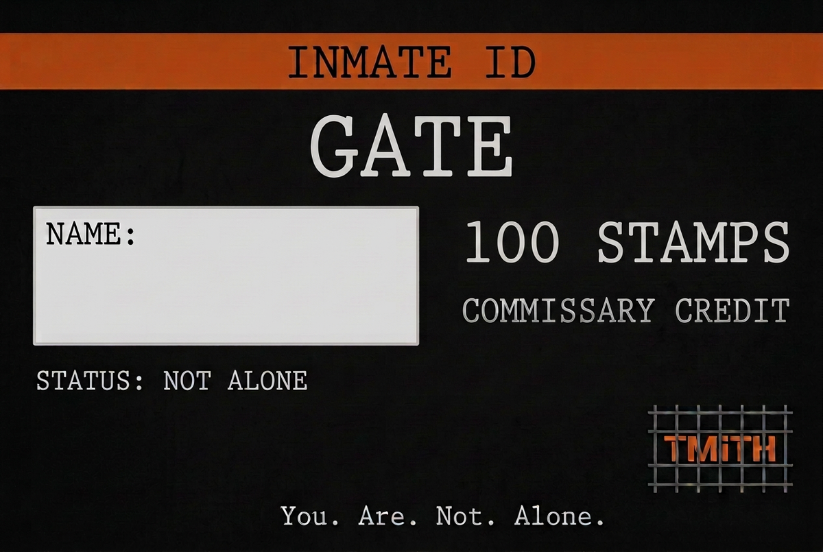 Gate Inmate ID card front, 100 stamps